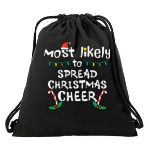 Spread Christmas Joy Festive Family Matching for Xmas Drawstring Bag