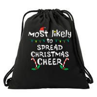 Spread Christmas Joy Festive Family Matching for Xmas Drawstring Bag