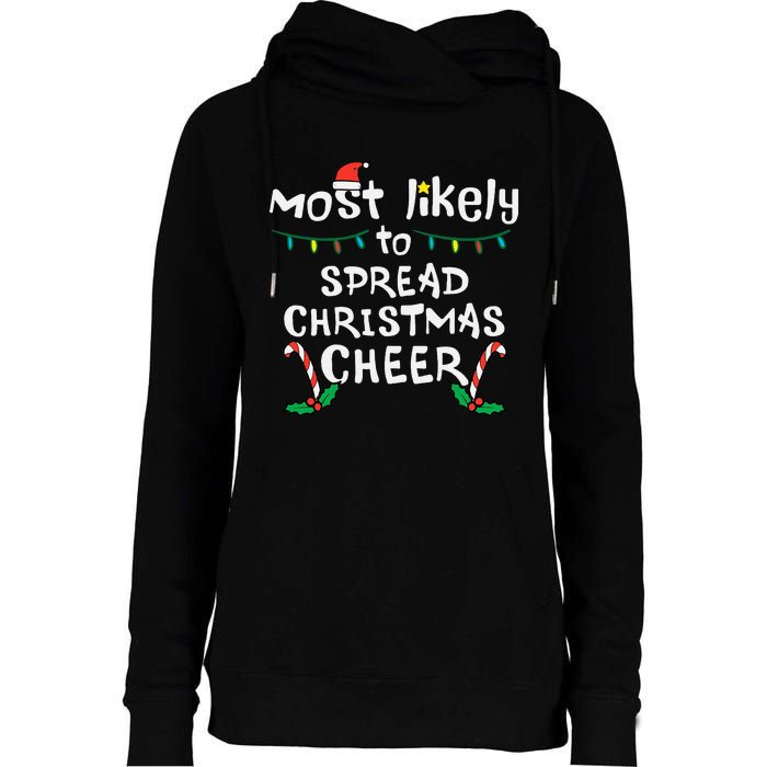 Spread Christmas Joy Festive Family Matching for Xmas Womens Funnel Neck Pullover Hood