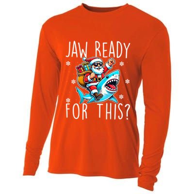 Shark Christmas Jaw Ready For This Santa Hat Sunglasses Xmas Cute Gift Cooling Performance Long Sleeve Crew