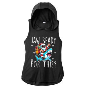 Shark Christmas Jaw Ready For This Santa Hat Sunglasses Xmas Cute Gift Ladies PosiCharge Tri-Blend Wicking Draft Hoodie Tank