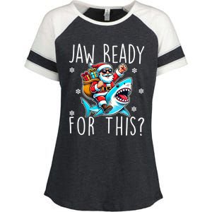 Shark Christmas Jaw Ready For This Santa Hat Sunglasses Xmas Cute Gift Enza Ladies Jersey Colorblock Tee