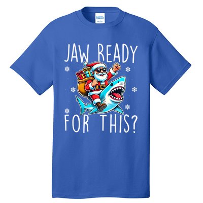 Shark Christmas Jaw Ready For This Santa Hat Sunglasses Xmas Cute Gift Tall T-Shirt