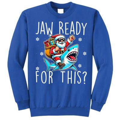 Shark Christmas Jaw Ready For This Santa Hat Sunglasses Xmas Cute Gift Tall Sweatshirt