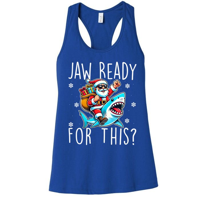 Shark Christmas Jaw Ready For This Santa Hat Sunglasses Xmas Cute Gift Women's Racerback Tank