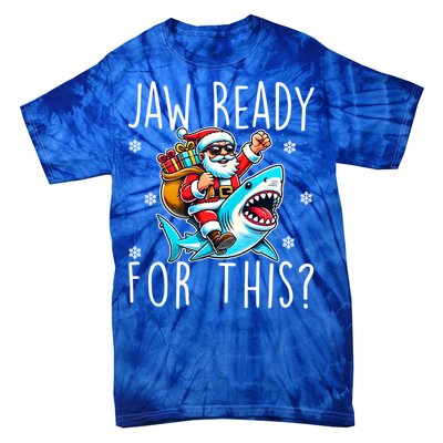 Shark Christmas Jaw Ready For This Santa Hat Sunglasses Xmas Cute Gift Tie-Dye T-Shirt