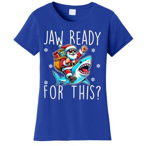 Shark Christmas Jaw Ready For This Santa Hat Sunglasses Xmas Cute Gift Women's T-Shirt