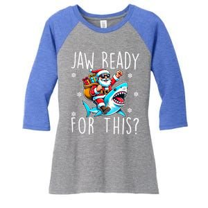 Shark Christmas Jaw Ready For This Santa Hat Sunglasses Xmas Cute Gift Women's Tri-Blend 3/4-Sleeve Raglan Shirt