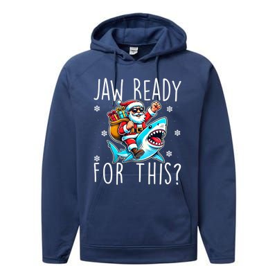 Shark Christmas Jaw Ready For This Santa Hat Sunglasses Xmas Cute Gift Performance Fleece Hoodie