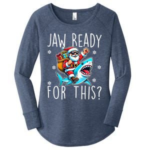 Shark Christmas Jaw Ready For This Santa Hat Sunglasses Xmas Cute Gift Women's Perfect Tri Tunic Long Sleeve Shirt