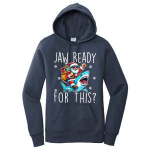 Shark Christmas Jaw Ready For This Santa Hat Sunglasses Xmas Cute Gift Women's Pullover Hoodie