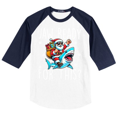 Shark Christmas Jaw Ready For This Santa Hat Sunglasses Xmas Cute Gift Baseball Sleeve Shirt