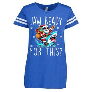 Shark Christmas Jaw Ready For This Santa Hat Sunglasses Xmas Cute Gift Enza Ladies Jersey Football T-Shirt