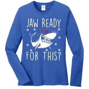 Shark Christmas Jaw Ready For This Snowflakes Sunglasses Great Gift Ladies Long Sleeve Shirt