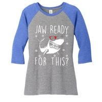 Shark Christmas Jaw Ready For This Snowflakes Sunglasses Great Gift Women's Tri-Blend 3/4-Sleeve Raglan Shirt