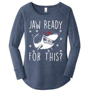 Shark Christmas Jaw Ready For This Snowflakes Sunglasses Great Gift Women's Perfect Tri Tunic Long Sleeve Shirt