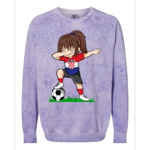 Soccer Croatia Jersey Croatian Flag Football Girls Dab Colorblast Crewneck Sweatshirt