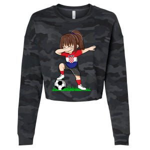 Soccer Croatia Jersey Croatian Flag Football Girls Dab Cropped Pullover Crew