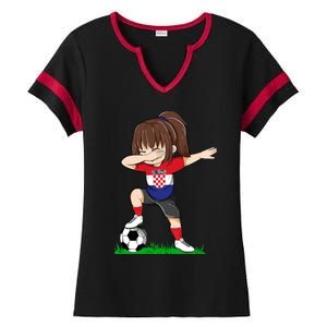 Soccer Croatia Jersey Croatian Flag Football Girls Dab Ladies Halftime Notch Neck Tee