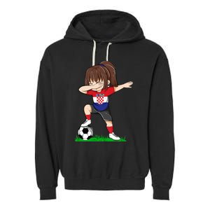 Soccer Croatia Jersey Croatian Flag Football Girls Dab Garment-Dyed Fleece Hoodie