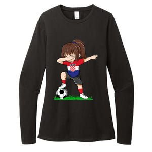 Soccer Croatia Jersey Croatian Flag Football Girls Dab Womens CVC Long Sleeve Shirt