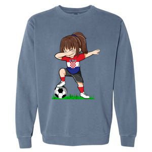 Soccer Croatia Jersey Croatian Flag Football Girls Dab Garment-Dyed Sweatshirt