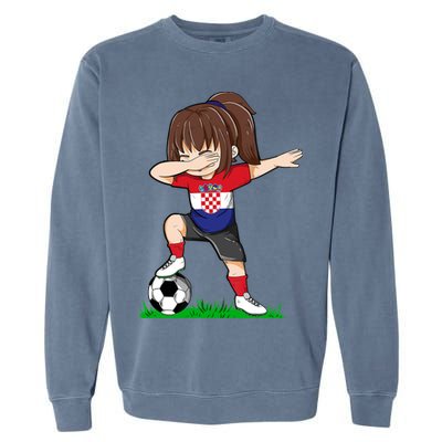 Soccer Croatia Jersey Croatian Flag Football Girls Dab Garment-Dyed Sweatshirt