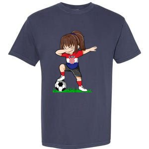 Soccer Croatia Jersey Croatian Flag Football Girls Dab Garment-Dyed Heavyweight T-Shirt