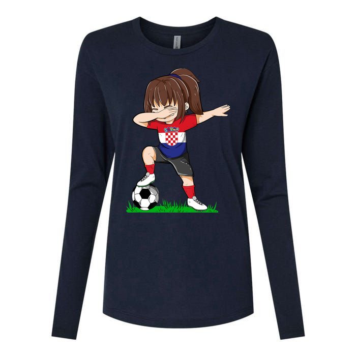 Soccer Croatia Jersey Croatian Flag Football Girls Dab Womens Cotton Relaxed Long Sleeve T-Shirt