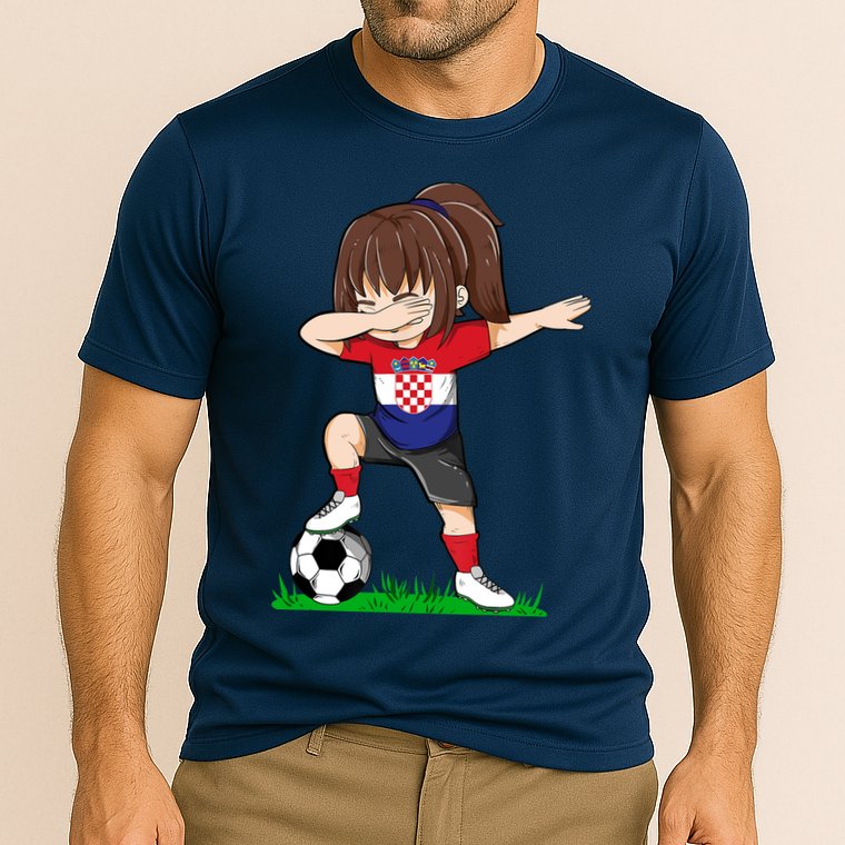 Soccer Croatia Jersey Croatian Flag Football Girls Dab Cooling Performance Crew T-Shirt