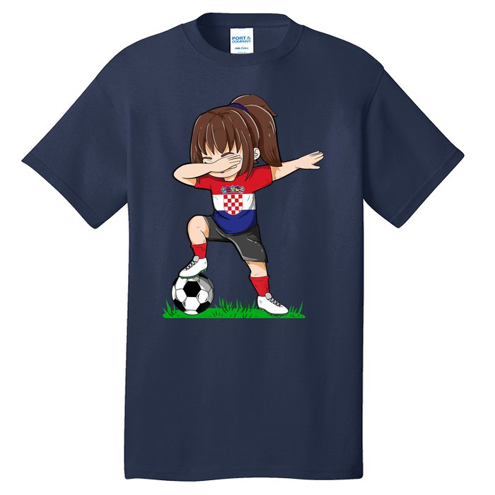 Soccer Croatia Jersey Croatian Flag Football Girls Dab Tall T-Shirt