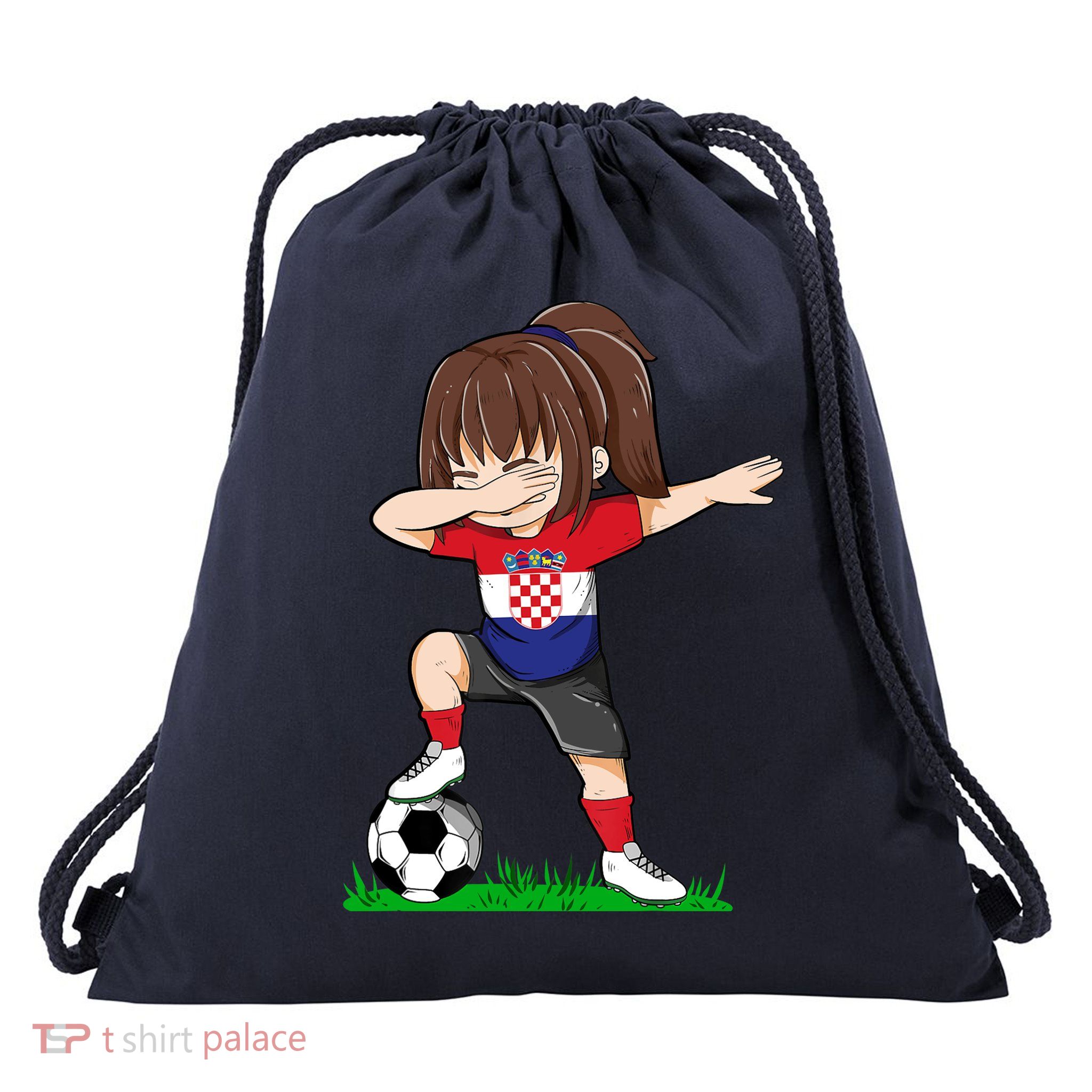 Soccer Croatia Jersey Croatian Flag Football Girls Dab Drawstring Bag