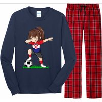 Soccer Croatia Jersey Croatian Flag Football Girls Dab Long Sleeve Pajama Set