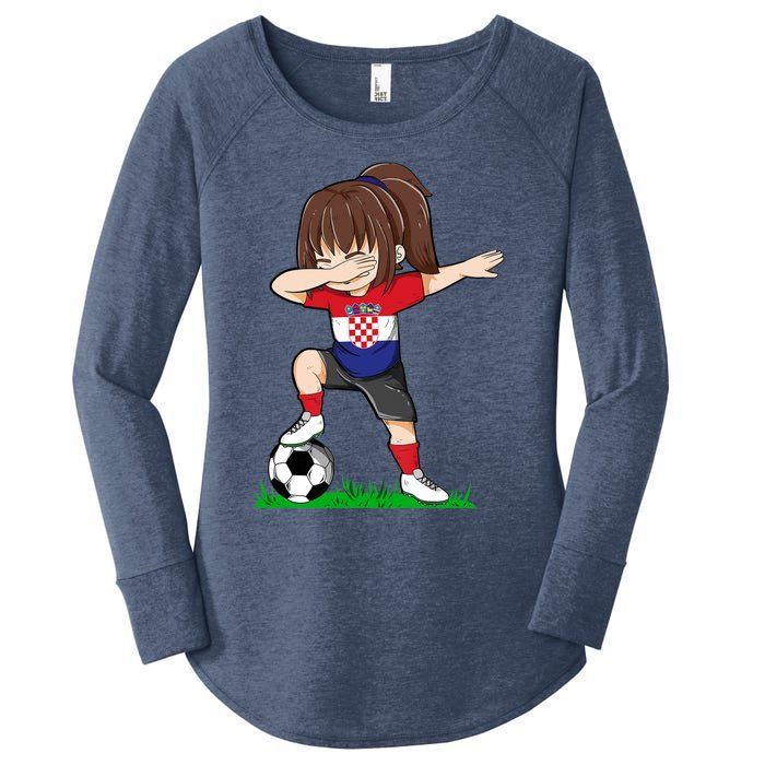 Soccer Croatia Jersey Croatian Flag Football Girls Dab Women's Perfect Tri Tunic Long Sleeve Shirt