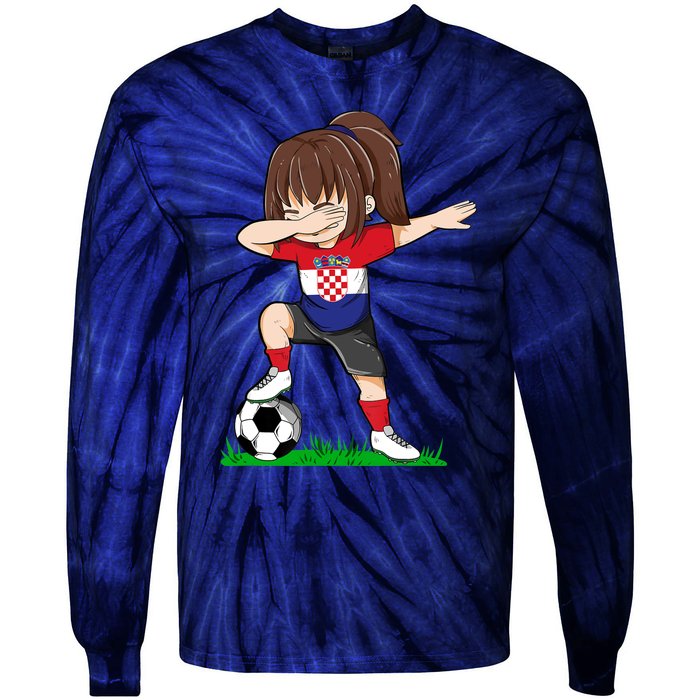 Soccer Croatia Jersey Croatian Flag Football Girls Dab Tie-Dye Long Sleeve Shirt