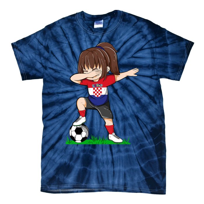 Soccer Croatia Jersey Croatian Flag Football Girls Dab Tie-Dye T-Shirt