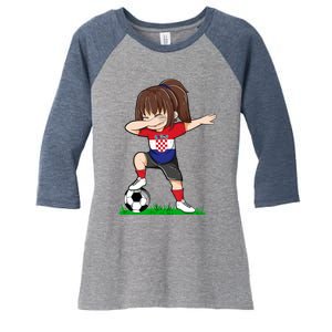 Soccer Croatia Jersey Croatian Flag Football Girls Dab Women's Tri-Blend 3/4-Sleeve Raglan Shirt