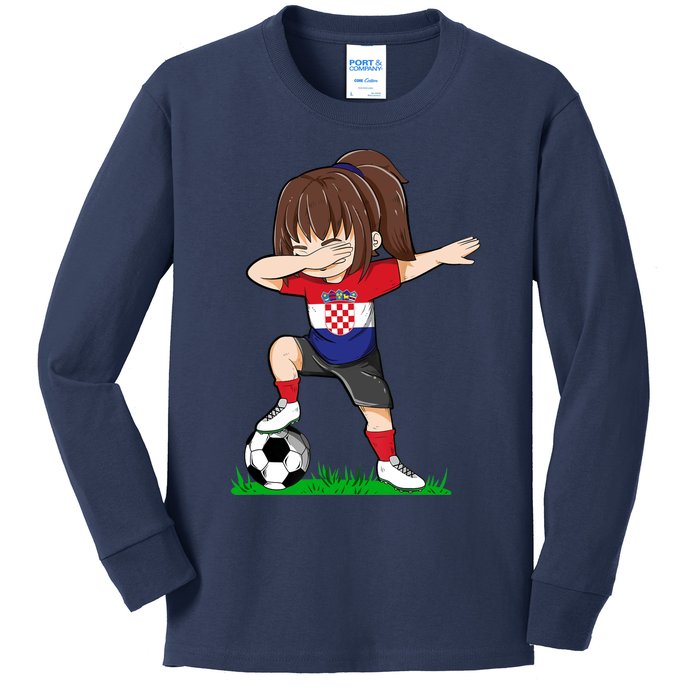 Soccer Croatia Jersey Croatian Flag Football Girls Dab Kids Long Sleeve Shirt