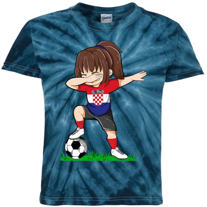 Soccer Croatia Jersey Croatian Flag Football Girls Dab Kids Tie-Dye T-Shirt