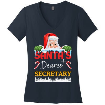 Secretary Christmas Job Work Profession Santa Claus Women's V-Neck T-Shirt