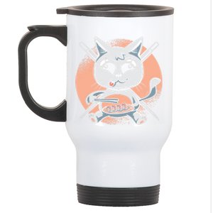 Sushi Cat Japanese Dish Foodie Kitty Lover Sushi Rolls Gift Stainless Steel Travel Mug