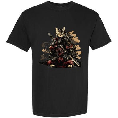Samurai Cat Japanese Graphic Art Anime Warrior Cat Lover Garment-Dyed Heavyweight T-Shirt