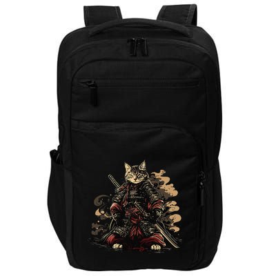 Samurai Cat Japanese Graphic Art Anime Warrior Cat Lover Impact Tech Backpack
