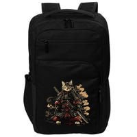 Samurai Cat Japanese Graphic Art Anime Warrior Cat Lover Impact Tech Backpack