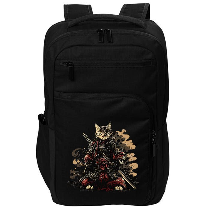 Samurai Cat Japanese Graphic Art Anime Warrior Cat Lover Impact Tech Backpack