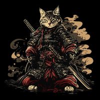 Samurai Cat Japanese Graphic Art Anime Warrior Cat Lover Impact Tech Backpack