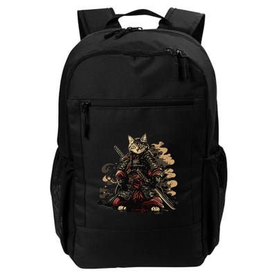 Samurai Cat Japanese Graphic Art Anime Warrior Cat Lover Backpack