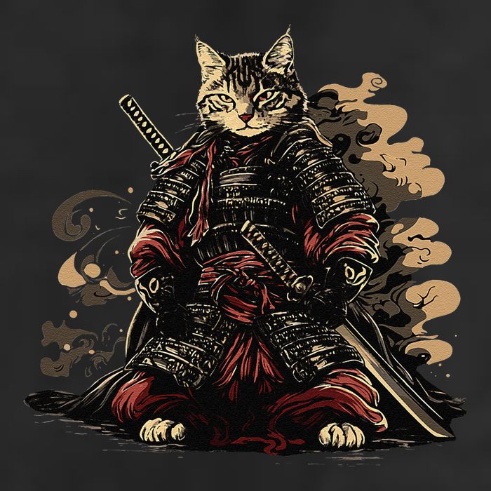 Samurai Cat Japanese Graphic Art Anime Warrior Cat Lover Adult Drive Performance Visor