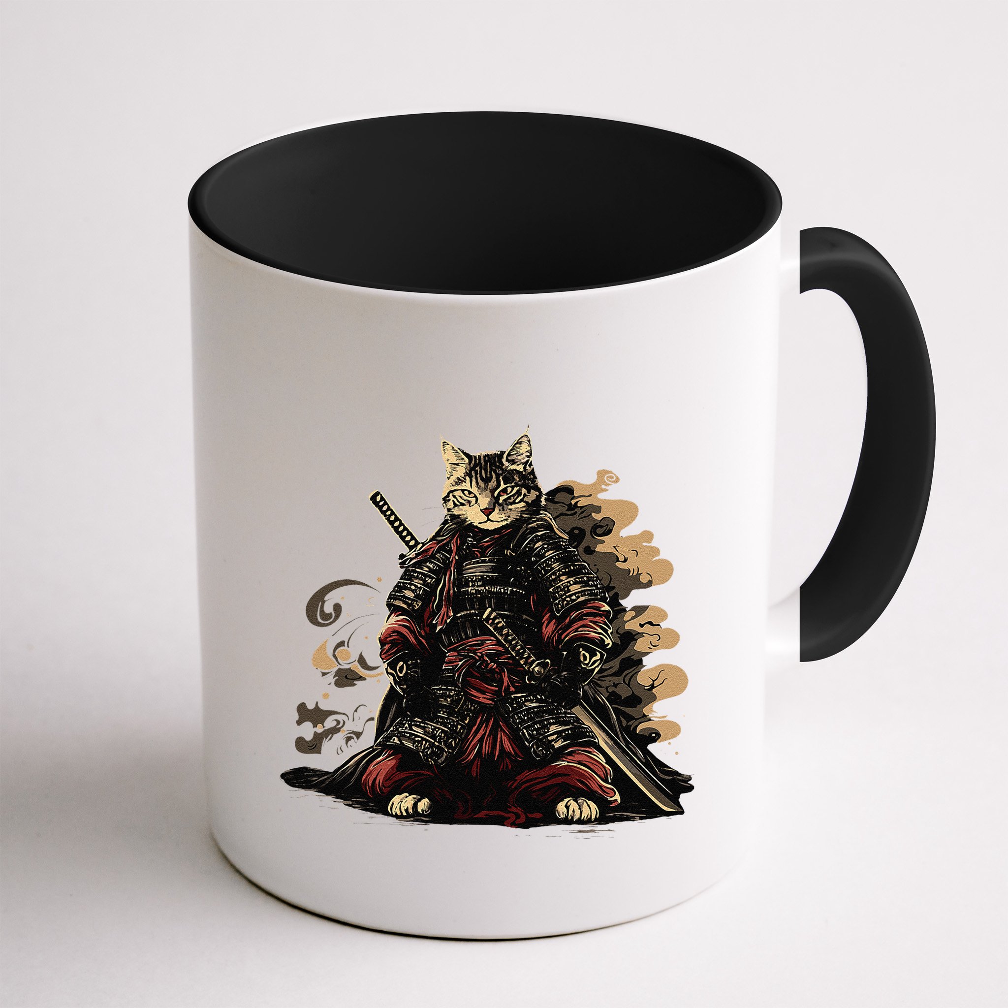 Samurai Cat Japanese Graphic Art Anime Warrior Cat Lover Mug
