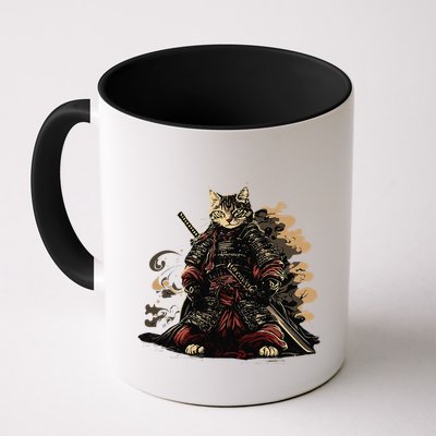 Samurai Cat Japanese Graphic Art Anime Warrior Cat Lover Mug